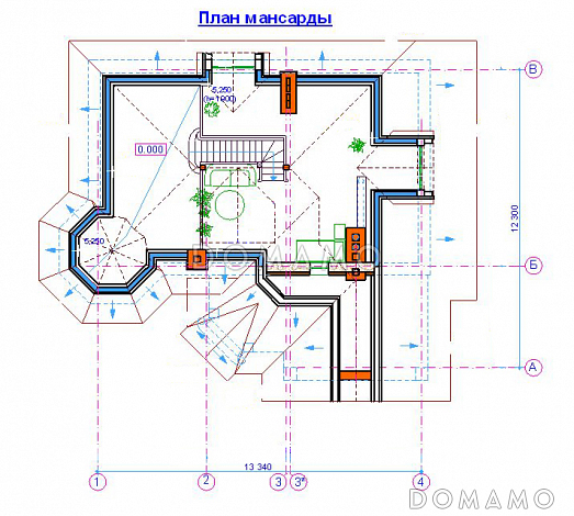 Проект бани с мансардным этажом / План мансардного этажа