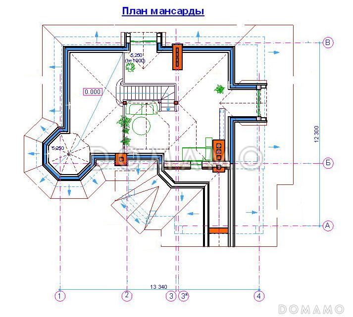 Проект бани с мансардным этажом / План мансардного этажа