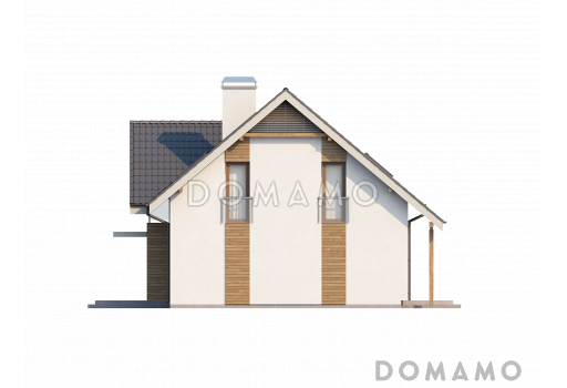 Проект одноэтажного мансардного дома из кирпича с четырьмя спальнями и встроенным гаражом / Фасад 1