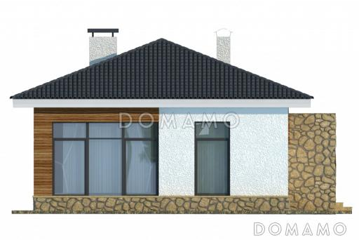 Проект белого одноэтажного дома с авангардным крыльцом / Фасад 4