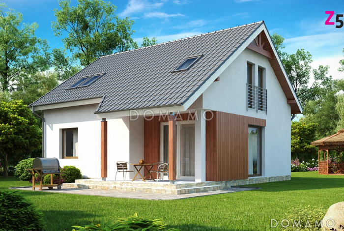 Проект уютного мансардного дома из кирпича с тремя спальнями и кабинетом