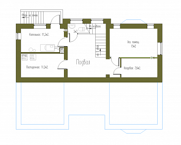 Проект особняка в стиле Тюдор по технологии ЛСТК / План цокольного этажа