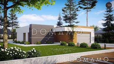 Проект просторного современного одноэтажного дома из газобетона с гаражом и тремя спальнями