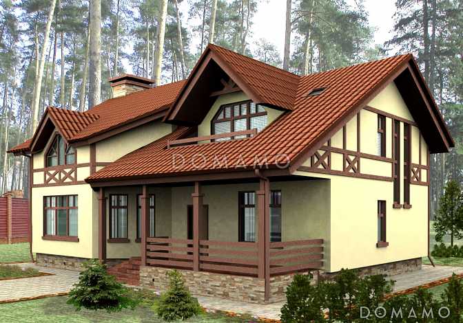 Проект коттеджа из СИП панелей с четырьмя балконами