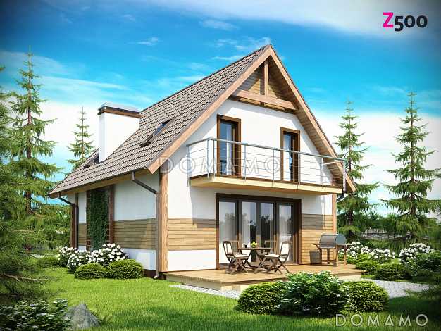 Проект простого одноэтажного мансардного дома из газобетона с тремя спальнями