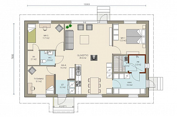 Проект экономичного каркасного дома с мини сауной / План 1 этажа