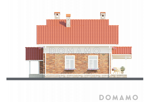 Проект коттеджа с эргономичной планировкой и террасой с барбекю / Фасад 3