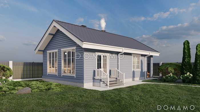 Проект одноэтажной бани с верандой, дровником и сараем