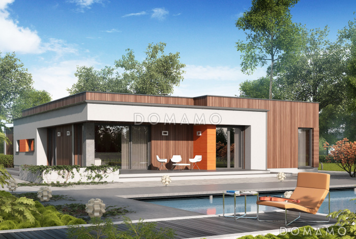 Проект просторного современного одноэтажного дома из кирпича с тремя спальнями, кабинетом