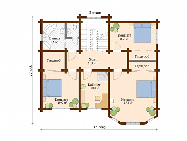 Проект просторного дома из клееного бруса / План 2 этажа