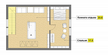 Проект бани из пеноблоков с мансардным этажом / План мансардного этажа