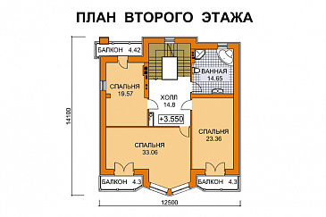 Проект дома из кирпича для неровных участков / План 2 этажа