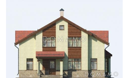 Проект дома из пеноблоков с террасой и сауной / Фасад 1