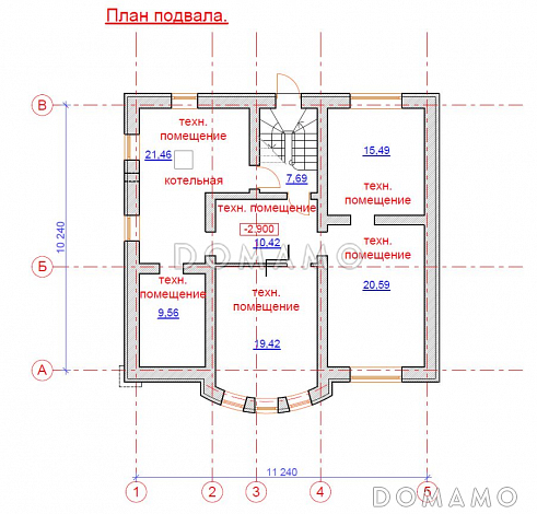 Проект дома с предусмотренной котельной на цокольном этаже / План цокольного этажа