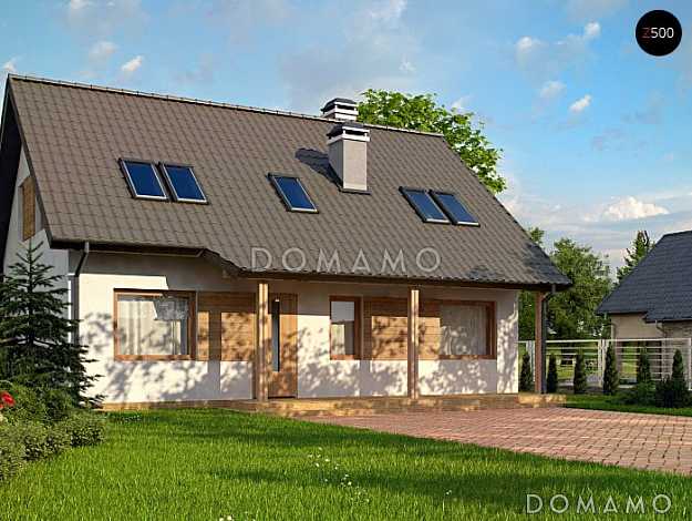 Проект одноэтажного мансардного дома из газобетона с кабинетом и тремя комнатами