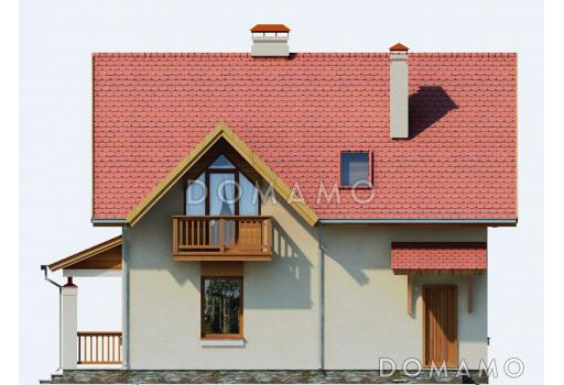 Проект дома из пеноблоков с просторной гостиной и двумя балконами / Фасад 2