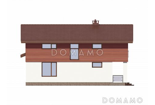 Проект дома из СИП панелей с панорамными окнами и натуральной черепицей / Фасад 3