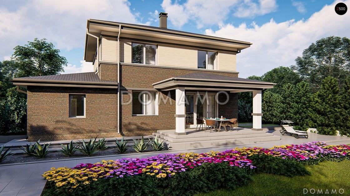 Проект двухэтажного дома из газобетона с гаражом, кабинетом, террасой / 3