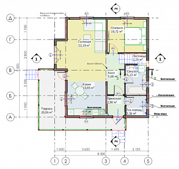 Каркасный дом "Сканди" / План 1 этажа