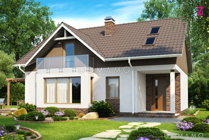 Проект полутораэтажного мансардного дома с кабинетом на первом этаже под каркасное строительство