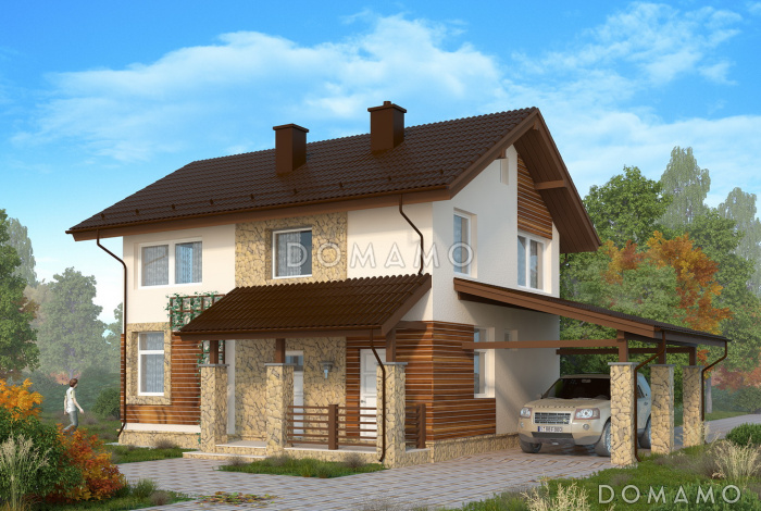 Проект компактного дома с тремя спальнями в европейском стиле