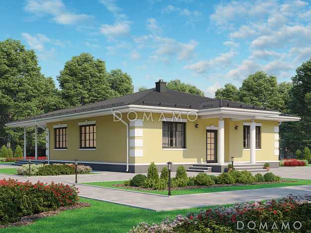 Проект одноэтажного газобетонного дома с террасой-барбекю