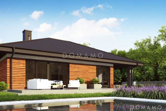 Проект комфортного одноэтажного дома из кирпича с тремя спальнями