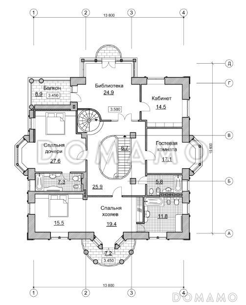 Проект изящного и просторного коттеджа / План 2 этажа