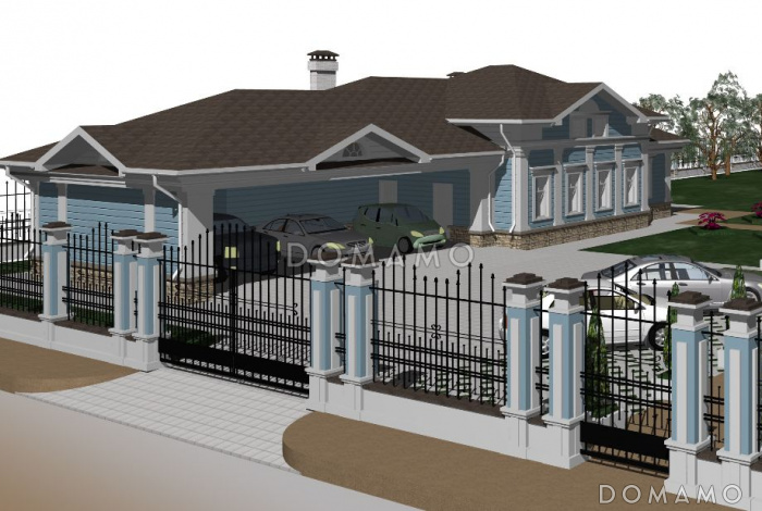 Проект гаража на 3 машины с мастерской и мансардой