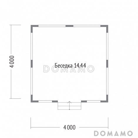 Проект каркасной беседки  4х4 / План 1 этажа
