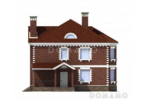 Проект кирпичного коттеджа с подвалом и мансардой / Фасад 1