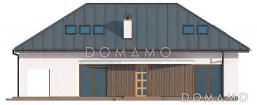 Проект большого одноэтажного дома с мансардным этажом из кирпича с пятью спальнями, с современными фасадами / Фасад 3