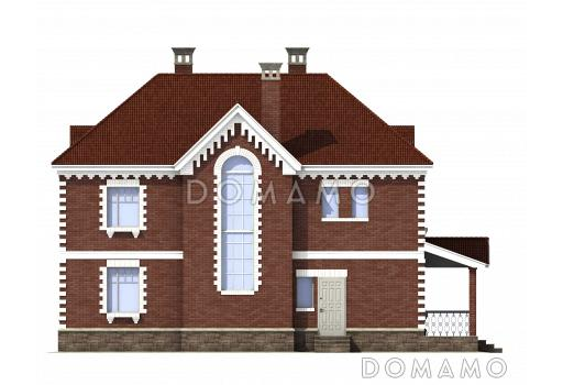 Проект кирпичного коттеджа с подвалом и мансардой / Фасад 2