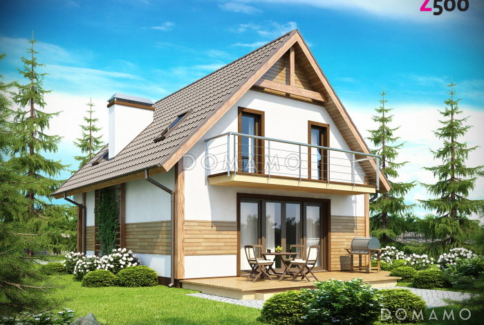 Проект простого одноэтажного мансардного дома из кирпича с тремя спальнями