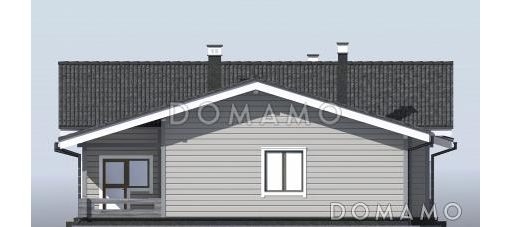 Проект каркасного дома с панорамным остеклением и сауной / Фасад 1