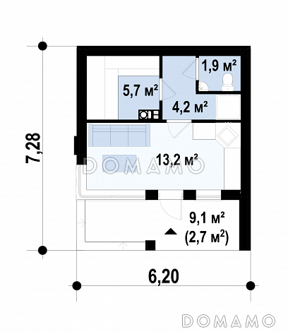 Проект бани с террасой, санузлом, комнатой отдыха / План 1 этажа