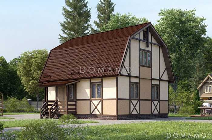 Проект простого каркасного дома без санузла 7х8