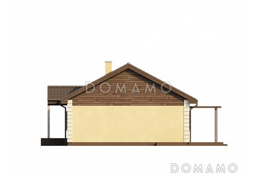 Проект простого одноэтажного дома из кирпича с тремя спальнями и просторной гостиной / Фасад 2