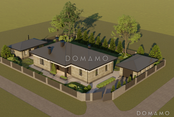 Проект каркасной беседки с хозблоком и барбекю