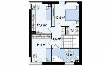 Проект двухэтажного дома из кирпича в стиле кубизм со спальной зоной на втором этаже / План 2 этажа