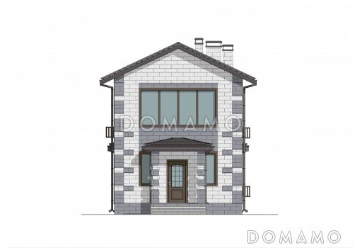 Проект двухэтажного дома из керамоблоков для узкого участка / Фасад 1