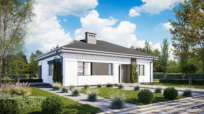 Проект компактного дома из газобетона с 3 спальнями, просторной гостиной и открытой террасой