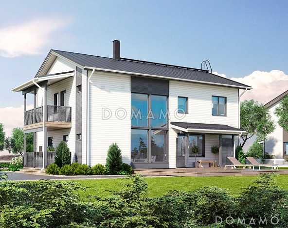 Проект каркасного дома со вторым светом над гостиной