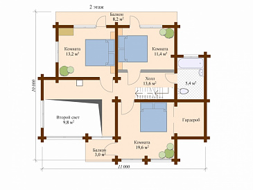 Проект дома из клееного бруса с гостевой комнатой на первом этаже / План мансардного этажа