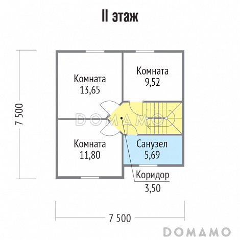 Проект практичного дома с тремя спальнями на втором этаже / План мансардного этажа