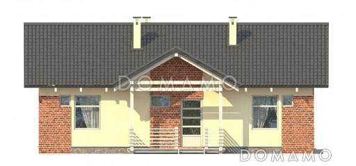Проект небольшого одноэтажного дома с отделкой клинкером и двумя спальнями / Вариант с доп. форточками.