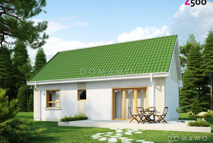 Проект компактного одноэтажного дома из газобетона с двумя спальнями, с возможностью обустроить мансарду