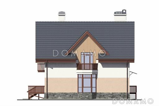 Проект кирпичного дома с мансардным этажом и эркером / Фасад 2