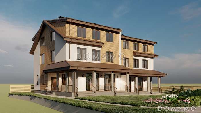 Проект трехэтажного каркасного дома с пятью спальнями, холодным чердаком и подвалом