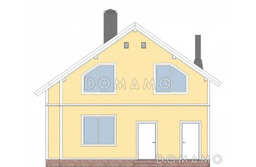 Проект каркасного дома 9 на 10 с четырьмя спальнями на мансарде / Фасад 1